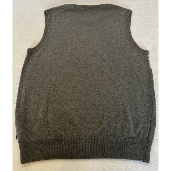 Chaps Sweater Vest Mens M Grey Argyle V-neck Sleeveless Golf 100% Cotton - Picture 4 of 6